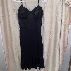 Faux leather dress black